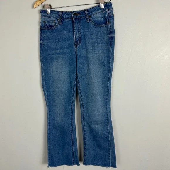 Mother Huffy Flood Jeans Blue Womens Size 27 Crop Flare Stretch Denim USA Made - Picture 1 of 14